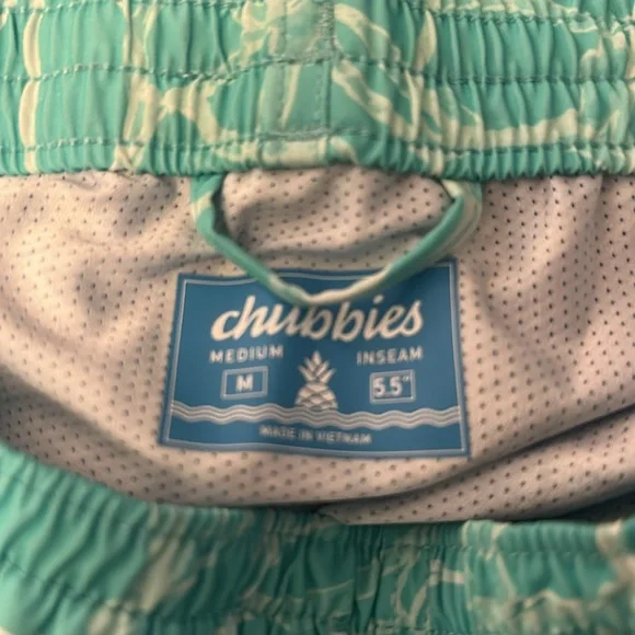 NWT Men Chubbies Aqua and Cream Swim Shorts Trunks - Picture 2 of 3